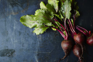 Bunch of beetroot on a dark background